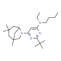 ChemSpider 2D Image | N-Butyl-N-ethyl-2-(2-methyl-2-propanyl)-6-(1,3,3-trimethyl-6-azabicyclo[3.2.1]oct-6-yl)-4-pyrimidinamine | C24H42N4
