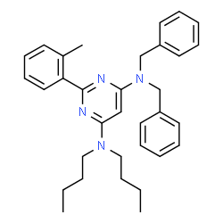 ChemSpider 2D Image | N,N-Dibenzyl-N',N'-dibutyl-2-(2-methylphenyl)-4,6-pyrimidinediamine | C33H40N4
