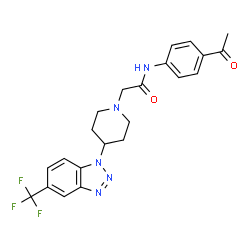 ChemSpider 2D Image | N-(4-Acetylphenyl)-2-{4-[5-(trifluoromethyl)-1H-benzotriazol-1-yl]-1-piperidinyl}acetamide | C22H22F3N5O2