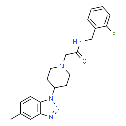 ChemSpider 2D Image | N-(2-Fluorobenzyl)-2-[4-(5-methyl-1H-benzotriazol-1-yl)-1-piperidinyl]acetamide | C21H24FN5O