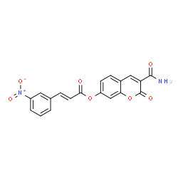 ChemSpider 2D Image | 3-Carbamoyl-2-oxo-2H-chromen-7-yl (2E)-3-(3-nitrophenyl)acrylate | C19H12N2O7