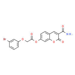 ChemSpider 2D Image | 3-Carbamoyl-2-oxo-2H-chromen-7-yl (3-bromophenoxy)acetate | C18H12BrNO6
