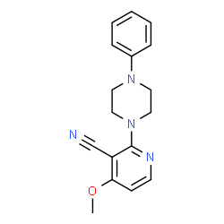 ChemSpider 2D Image | 4-Methoxy-2-(4-phenyl-1-piperazinyl)nicotinonitrile | C17H18N4O