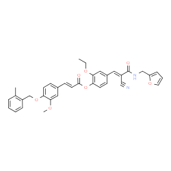 ChemSpider 2D Image | 4-{(1E)-2-Cyano-3-[(2-furylmethyl)amino]-3-oxo-1-propen-1-yl}-2-ethoxyphenyl (2E)-3-{3-methoxy-4-[(2-methylbenzyl)oxy]phenyl}acrylate | C35H32N2O7