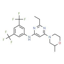 ChemSpider 2D Image | N-[3,5-Bis(trifluoromethyl)phenyl]-2-ethyl-6-(2-methyl-4-morpholinyl)-4-pyrimidinamine | C19H20F6N4O