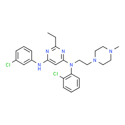 ChemSpider 2D Image | N-(2-Chlorophenyl)-N'-(3-chlorophenyl)-2-ethyl-N-[2-(4-methyl-1-piperazinyl)ethyl]-4,6-pyrimidinediamine | C25H30Cl2N6