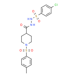 ChemSpider 2D Image | N'-[(4-Chlorophenyl)sulfonyl]-1-[(4-methylphenyl)sulfonyl]-4-piperidinecarbohydrazide | C19H22ClN3O5S2