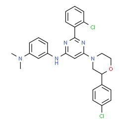 ChemSpider 2D Image | N'-{2-(2-Chlorophenyl)-6-[2-(4-chlorophenyl)-4-morpholinyl]-4-pyrimidinyl}-N,N-dimethyl-1,3-benzenediamine | C28H27Cl2N5O