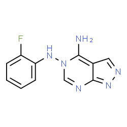 ChemSpider 2D Image | N~5~-(2-Fluorophenyl)-5H-pyrazolo[3,4-d]pyrimidine-4,5-diamine | C11H9FN6