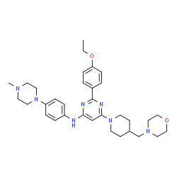 ChemSpider 2D Image | 2-(4-Ethoxyphenyl)-N-[4-(4-methyl-1-piperazinyl)phenyl]-6-[4-(4-morpholinylmethyl)-1-piperidinyl]-4-pyrimidinamine | C33H45N7O2