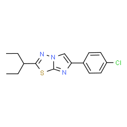 ChemSpider 2D Image | 6-(4-Chlorophenyl)-2-(3-pentanyl)imidazo[2,1-b][1,3,4]thiadiazole | C15H16ClN3S