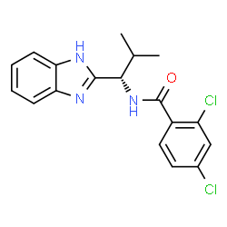 ChemSpider 2D Image | N-[(1S)-1-(1H-Benzimidazol-2-yl)-2-methylpropyl]-2,4-dichlorobenzamide | C18H17Cl2N3O