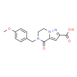 ChemSpider 2D Image | 5-(4-Methoxybenzyl)-4-oxo-4,5,6,7-tetrahydropyrazolo[1,5-a]pyrazine-2-carboxylic acid | C15H15N3O4