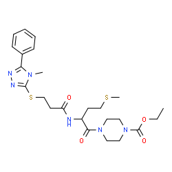 ChemSpider 2D Image | Ethyl 4-(N-{3-[(4-methyl-5-phenyl-4H-1,2,4-triazol-3-yl)sulfanyl]propanoyl}methionyl)-1-piperazinecarboxylate | C24H34N6O4S2