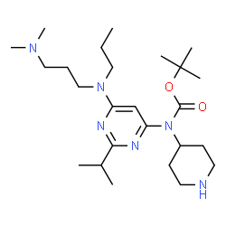 ChemSpider 2D Image | 2-Methyl-2-propanyl (6-{[3-(dimethylamino)propyl](propyl)amino}-2-isopropyl-4-pyrimidinyl)4-piperidinylcarbamate | C25H46N6O2