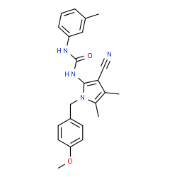 ChemSpider 2D Image | 1-[3-Cyano-1-(4-methoxybenzyl)-4,5-dimethyl-1H-pyrrol-2-yl]-3-(3-methylphenyl)urea | C23H24N4O2