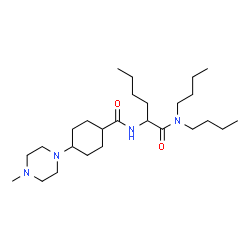 ChemSpider 2D Image | N,N-Dibutyl-N~2~-{[4-(4-methyl-1-piperazinyl)cyclohexyl]carbonyl}norleucinamide | C26H50N4O2