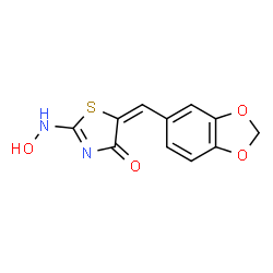 ChemSpider 2D Image | (5E)-5-(1,3-Benzodioxol-5-ylmethylene)-2-(hydroxyamino)-1,3-thiazol-4(5H)-one | C11H8N2O4S