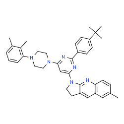 ChemSpider 2D Image | 1-{6-[4-(2,3-Dimethylphenyl)-1-piperazinyl]-2-[4-(2-methyl-2-propanyl)phenyl]-4-pyrimidinyl}-6-methyl-2,3-dihydro-1H-pyrrolo[2,3-b]quinoline | C38H42N6