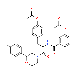 ChemSpider 2D Image | 4-{2-[(3-Acetoxybenzoyl)amino]-3-[2-(4-chlorophenyl)-4-morpholinyl]-3-oxopropyl}phenyl acetate | C30H29ClN2O7