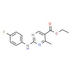 ChemSpider 2D Image | Ethyl 2-[(4-fluorophenyl)amino]-4-methyl-5-pyrimidinecarboxylate | C14H14FN3O2