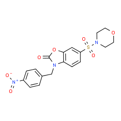 ChemSpider 2D Image | 6-(4-Morpholinylsulfonyl)-3-(4-nitrobenzyl)-1,3-benzoxazol-2(3H)-one | C18H17N3O7S