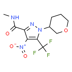 ChemSpider 2D Image | N-Methyl-4-nitro-1-(tetrahydro-2H-pyran-3-yl)-5-(trifluoromethyl)-1H-pyrazole-3-carboxamide | C11H13F3N4O4