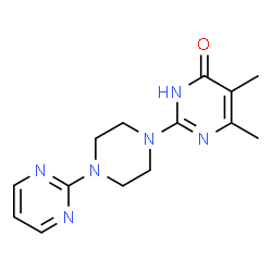 ChemSpider 2D Image | 4-pyrimidinol, 5,6-dimethyl-2-[4-(2-pyrimidinyl)-1-piperazinyl]- | C14H18N6O