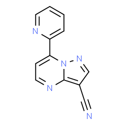 ChemSpider 2D Image | 7-(2-Pyridinyl)pyrazolo[1,5-a]pyrimidine-3-carbonitrile | C12H7N5