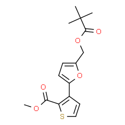 ChemSpider 2D Image | Methyl 3-(5-{[(2,2-dimethylpropanoyl)oxy]methyl}-2-furyl)-2-thiophenecarboxylate | C16H18O5S