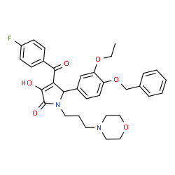ChemSpider 2D Image | 5-[4-(Benzyloxy)-3-ethoxyphenyl]-4-(4-fluorobenzoyl)-3-hydroxy-1-[3-(4-morpholinyl)propyl]-1,5-dihydro-2H-pyrrol-2-one | C33H35FN2O6