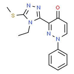 ChemSpider 2D Image | 3-[4-Ethyl-5-(methylsulfanyl)-4H-1,2,4-triazol-3-yl]-1-phenyl-4(1H)-pyridazinone | C15H15N5OS