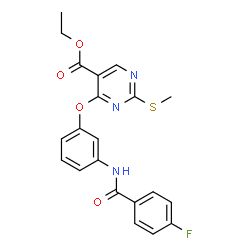 ChemSpider 2D Image | Ethyl 4-{3-[(4-fluorobenzoyl)amino]phenoxy}-2-(methylsulfanyl)-5-pyrimidinecarboxylate | C21H18FN3O4S