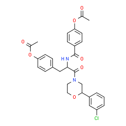 ChemSpider 2D Image | 4-{2-[(4-Acetoxybenzoyl)amino]-3-[2-(3-chlorophenyl)-4-morpholinyl]-3-oxopropyl}phenyl acetate | C30H29ClN2O7