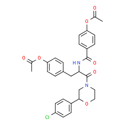ChemSpider 2D Image | 4-{2-[(4-Acetoxybenzoyl)amino]-3-[2-(4-chlorophenyl)-4-morpholinyl]-3-oxopropyl}phenyl acetate | C30H29ClN2O7