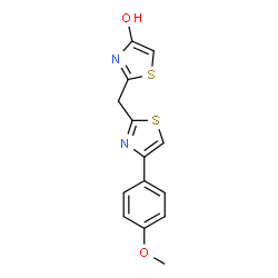 ChemSpider 2D Image | 2-{[4-(4-Methoxyphenyl)-1,3-thiazol-2-yl]methyl}-1,3-thiazol-4-ol | C14H12N2O2S2