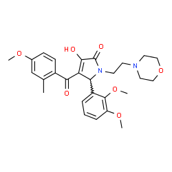 ChemSpider 2D Image | 5-(2,3-Dimethoxyphenyl)-3-hydroxy-4-(4-methoxy-2-methylbenzoyl)-1-[2-(4-morpholinyl)ethyl]-1,5-dihydro-2H-pyrrol-2-one | C27H32N2O7