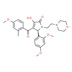 ChemSpider 2D Image | 5-(2,4-Dimethoxyphenyl)-3-hydroxy-4-(4-methoxy-2-methylbenzoyl)-1-[2-(4-morpholinyl)ethyl]-1,5-dihydro-2H-pyrrol-2-one | C27H32N2O7