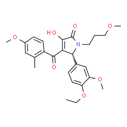 ChemSpider 2D Image | 5-(4-Ethoxy-3-methoxyphenyl)-3-hydroxy-4-(4-methoxy-2-methylbenzoyl)-1-(3-methoxypropyl)-1,5-dihydro-2H-pyrrol-2-one | C26H31NO7