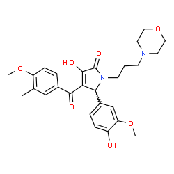 ChemSpider 2D Image | 3-Hydroxy-5-(4-hydroxy-3-methoxyphenyl)-4-(4-methoxy-3-methylbenzoyl)-1-[3-(4-morpholinyl)propyl]-1,5-dihydro-2H-pyrrol-2-one | C27H32N2O7