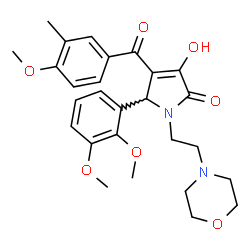 ChemSpider 2D Image | 5-(2,3-Dimethoxyphenyl)-3-hydroxy-4-(4-methoxy-3-methylbenzoyl)-1-[2-(4-morpholinyl)ethyl]-1,5-dihydro-2H-pyrrol-2-one | C27H32N2O7
