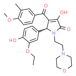 ChemSpider 2D Image | 5-(3-Ethoxy-4-hydroxyphenyl)-3-hydroxy-4-(4-methoxy-3-methylbenzoyl)-1-[2-(4-morpholinyl)ethyl]-1,5-dihydro-2H-pyrrol-2-one | C27H32N2O7