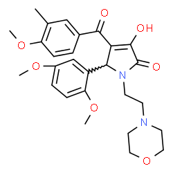 ChemSpider 2D Image | 5-(2,5-Dimethoxyphenyl)-3-hydroxy-4-(4-methoxy-3-methylbenzoyl)-1-[2-(4-morpholinyl)ethyl]-1,5-dihydro-2H-pyrrol-2-one | C27H32N2O7