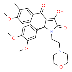 ChemSpider 2D Image | 5-(3,4-Dimethoxyphenyl)-3-hydroxy-4-(4-methoxy-3-methylbenzoyl)-1-[2-(4-morpholinyl)ethyl]-1,5-dihydro-2H-pyrrol-2-one | C27H32N2O7