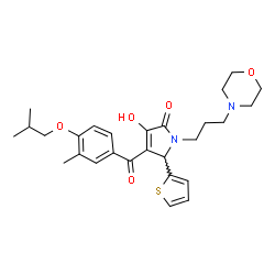 ChemSpider 2D Image | 3-Hydroxy-4-(4-isobutoxy-3-methylbenzoyl)-1-[3-(4-morpholinyl)propyl]-5-(2-thienyl)-1,5-dihydro-2H-pyrrol-2-one | C27H34N2O5S
