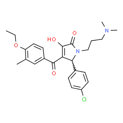 ChemSpider 2D Image | 5-(4-Chlorophenyl)-1-[3-(dimethylamino)propyl]-4-(4-ethoxy-3-methylbenzoyl)-3-hydroxy-1,5-dihydro-2H-pyrrol-2-one | C25H29ClN2O4