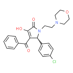 ChemSpider 2D Image | 4-Benzoyl-5-(4-chlorophenyl)-3-hydroxy-1-[2-(4-morpholinyl)ethyl]-1,5-dihydro-2H-pyrrol-2-one | C23H23ClN2O4