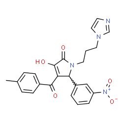 ChemSpider 2D Image | 3-Hydroxy-1-[3-(1H-imidazol-1-yl)propyl]-4-(4-methylbenzoyl)-5-(3-nitrophenyl)-1,5-dihydro-2H-pyrrol-2-one | C24H22N4O5