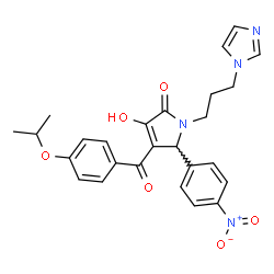 ChemSpider 2D Image | 3-Hydroxy-1-[3-(1H-imidazol-1-yl)propyl]-4-(4-isopropoxybenzoyl)-5-(4-nitrophenyl)-1,5-dihydro-2H-pyrrol-2-one | C26H26N4O6