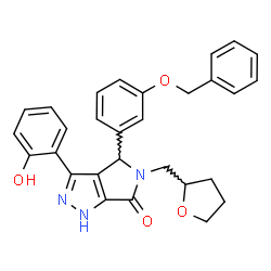 ChemSpider 2D Image | 4-[3-(Benzyloxy)phenyl]-3-(2-hydroxyphenyl)-5-(tetrahydro-2-furanylmethyl)-4,5-dihydropyrrolo[3,4-c]pyrazol-6(1H)-one | C29H27N3O4